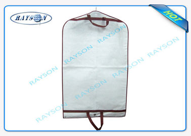 엠보싱된 개별적 부직포 가방, 흰 의류 커버 PPSB 가죽 끈